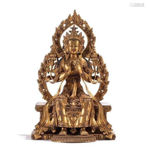 A GILT BRONZE FIGURE OF BUDDHA