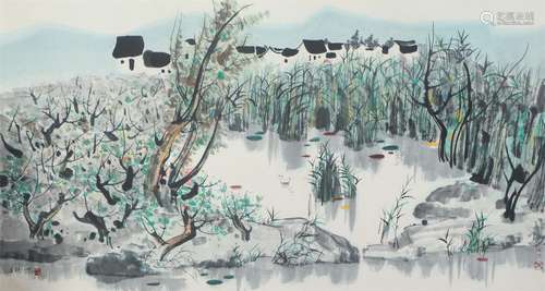 A CHINESE PAINTING OF HOUSES