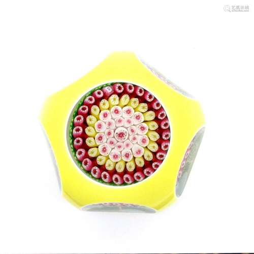 A Baccarat Bouquet Yellow Ground Faceted Paperweight, dated ...