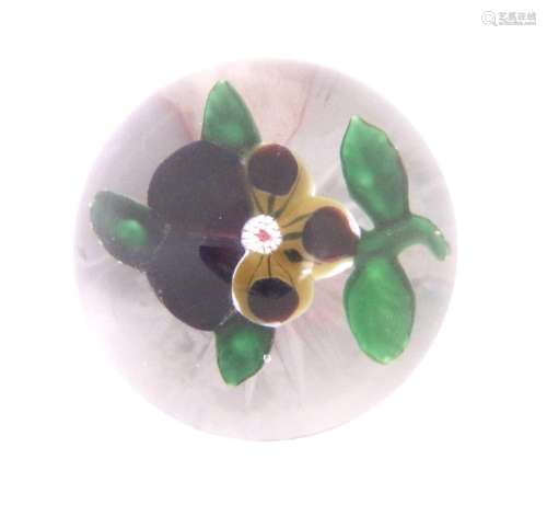 A Baccarat Pansy Miniature Paperweight, circa 1850, worked w...