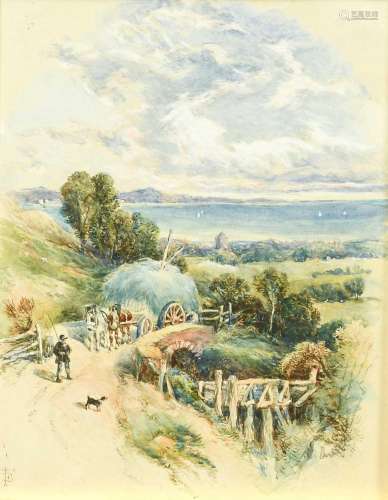 Myles Birket Foster RWS (1825-1899)Figure with a dog and hay...