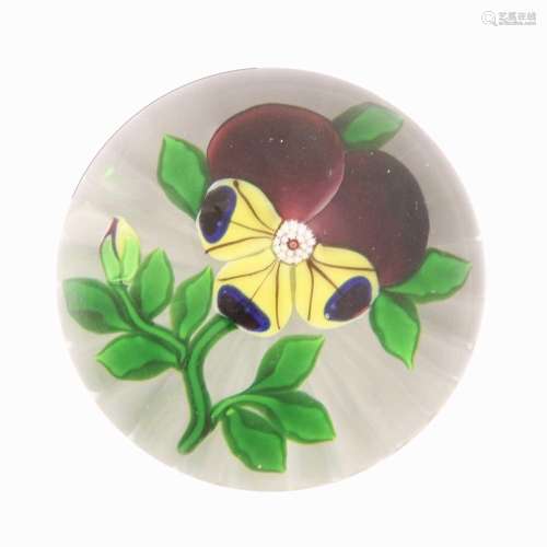 A Baccarat Pansy Paperweight, circa 1850, with single bud, s...