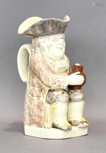 A Ralph Wood Type Toby Jug, circa 1800, decorated in restrai...
