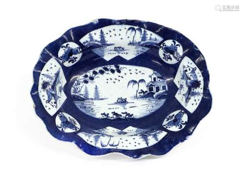An Isleworth Porcelain Dish, circa 1765, with frilled rim, p...
