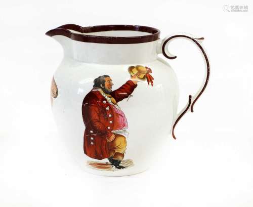 A Don Pottery Orange Jumper Jug, circa 1807, of ovoid form a...