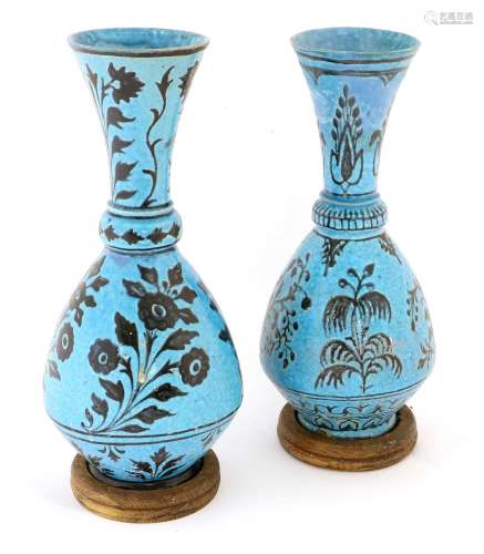 A Near Pair of Persian Faience Vases, possibly Kashan, 19th ...