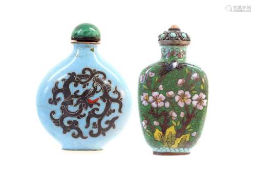A Chinese Cloisonne Enamel Snuff Bottle, 19th century, of fl...