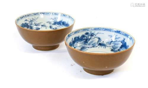 A Pair of Chinese Porcelain Nanking Cargo Bowls, Qianlong, w...