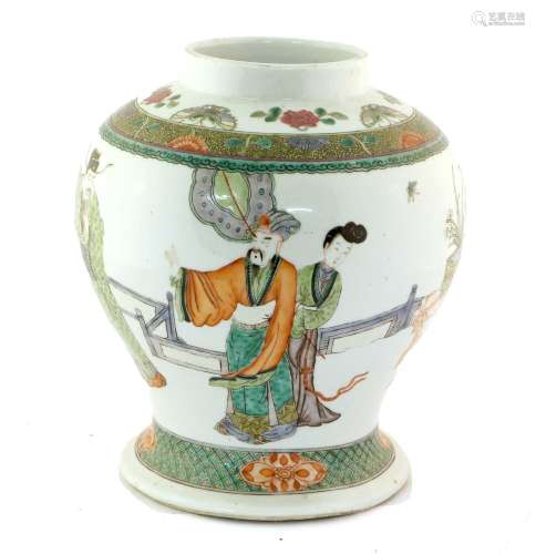 A Chinese Porcelain Baluster Jar, Kangxi reign mark but 19th...