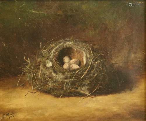 Benjamin Hold (1858-1917) Birds Nest with green eggs Signed ...