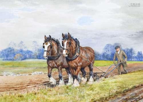 DM & EM Alderson (20th century)A team of plough horsesSi...