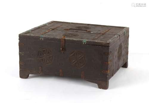 Property of a lady - an Indian carved wood document box, 19t...