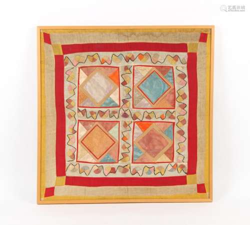 Property of a lady - a patchwork square panel, probably 19th...