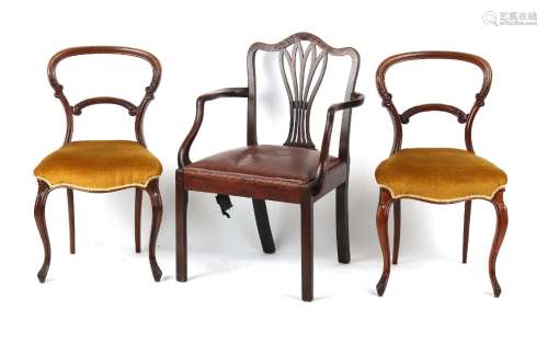 Property of a gentleman - a George III mahogany elbow chair;...