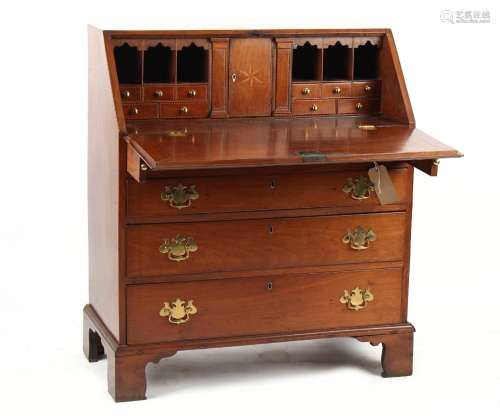 Property of a gentleman - a George III mahogany fall-front b...