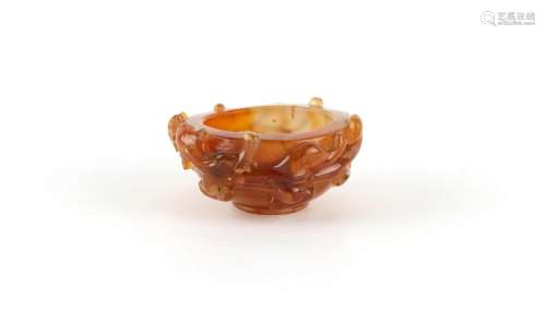 A small Chinese carved agate bowl, late 19th / early 20th ce...