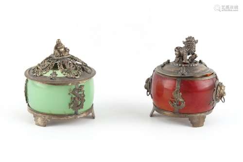 Property of a lady - a Chinese or Tibetan silver mounted Pek...
