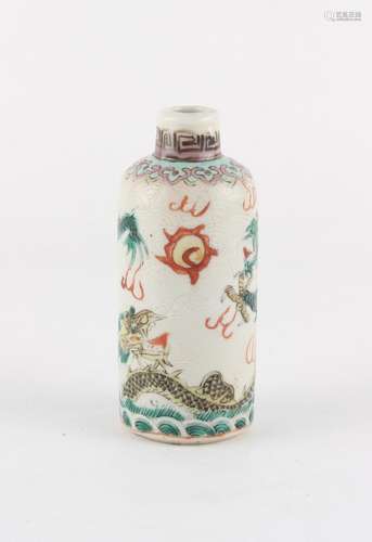 A 19th century Chinese famille verte sgraffito ground cylind...