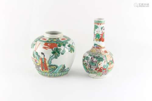 A late 19th / early 20th century Chinese polychrome bottle v...