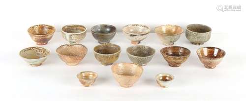 Property of a lady - thirteen Korean pottery tea bowls, dawa...