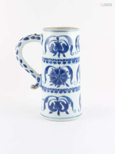 Property of a lady - a Chinese blue & white mug of slend...