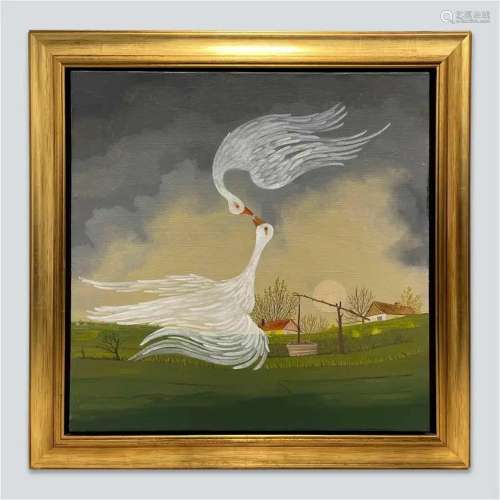 Geese Oil on canvas by Martin Jonas