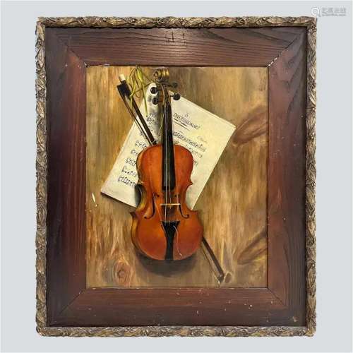 Violin wall decor art oil on canvas