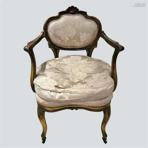 Louis XV style chair with armrest, wheel and back neoclassic...