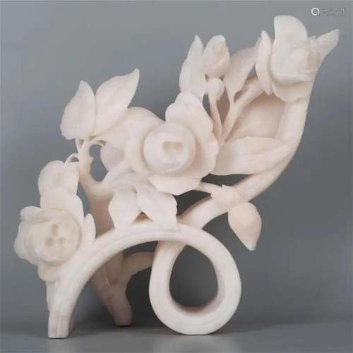 hand carved White marble flower 20th Century