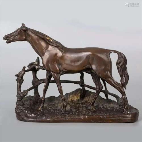 Bronze Rambling Horse and Fence 20th century