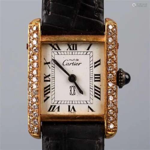 Cartier Mechanical Watch Made of Silver Back Diamond