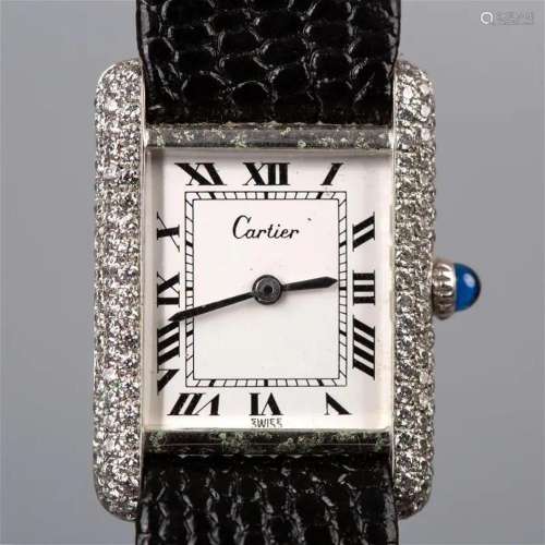 Cartier Mechanical Watch Made of Silver Back Diamond