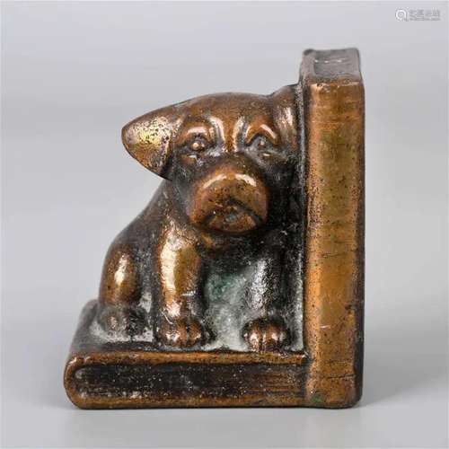 Antique Bronze Dog Bookends