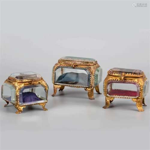 A set of 19th century French glazed jewelry boxes