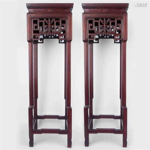 A PAIR OF MAHOGANY FLOWER STANDS, 19th Century