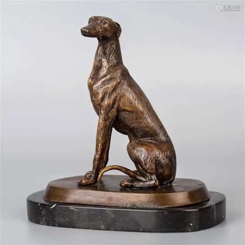 Bronze Sculpture of Sitting Greyhound