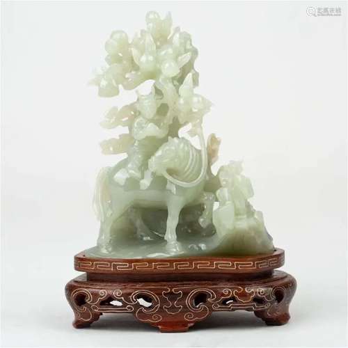 Hollowed-out horse and monkey jade carving 20th century