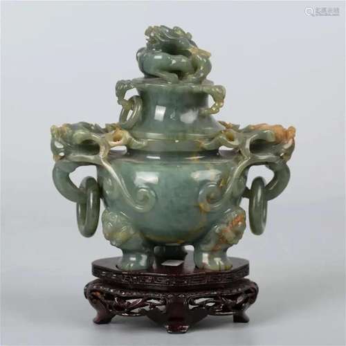 Jadeite dragon incense burner, 19th century