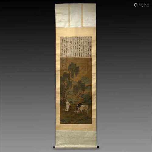 Zhao Songxue spring log horse map authentic Yuan Dynasty