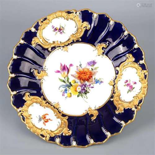 Ornate Meissen Porcelain Plate in Cobalt Blue, Germany 19th ...