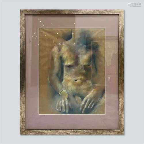 Nipples - framed pastel drawing signed by Kenneth St. Onge 2...