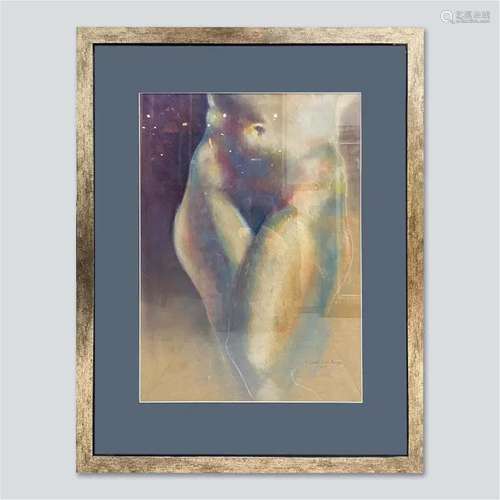 A bird in the Hand - framed pastel drawing signed by Kenneth...