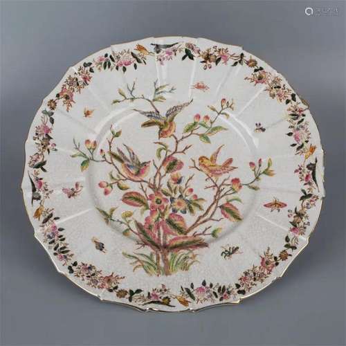 Hand Painted Birds and Flowers Decorative Plate Marked Hua R...