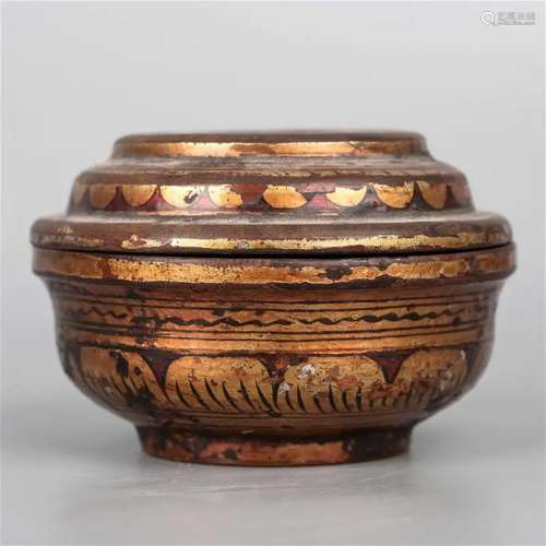 Hand-painted gold lacquer wooden box 19th century