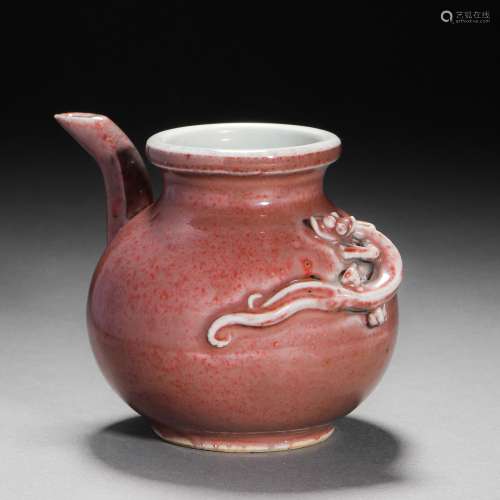 Chinese Pre-Ming Dynasty Red Glazed Beast Head Pot