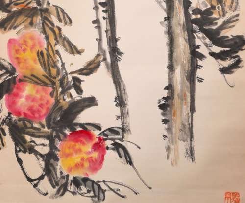 Chinese Ink Painting, Wu Changshuo Fruitful Hanging Scroll