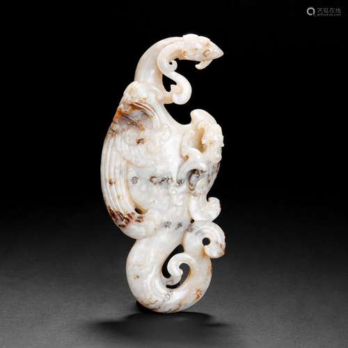 Hetian Jade Beast Head with Hook Before Ming Dynasty