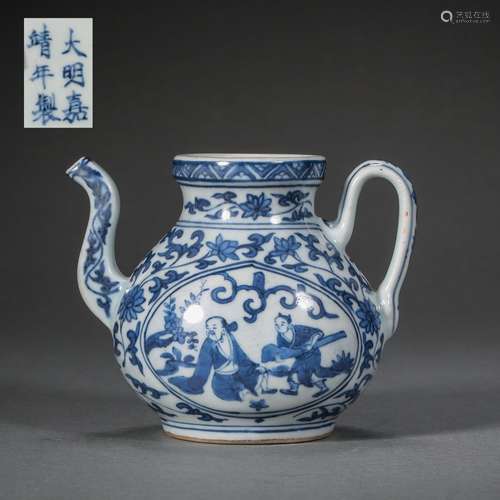 Qing Dynasty blue and white flower holding pot