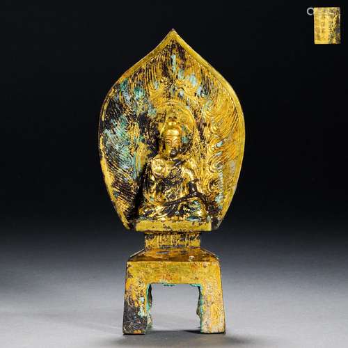 Chinese pre-Ming gilt Buddha statue