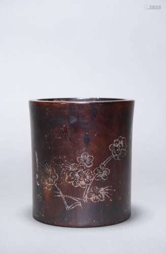 Famous red sandalwood plum blossom brush holder in Ming Dyna...